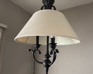 Dar Lighting Sivan Light Pendant in Matt Black with Cream Shade