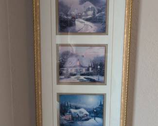 Thomas Kinkade Peaceful Christmas Triptych Art Print