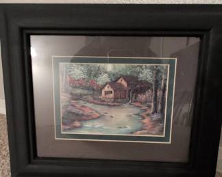 Framed Landscape Print of a Mill Scene by Carl Valente