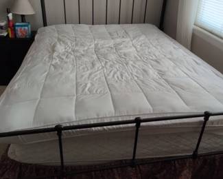 Black Metal Twin Bed Frame with Mattress and Bed Skirt