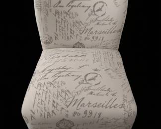 Roundhill Furniture Botticelli English Letter Print Fabric Armless Accent Chair