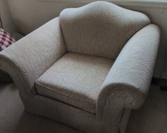 Ethan Allen Upholstered Armchair with Leaf Pattern