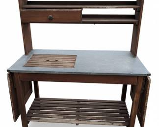 Wooden Potting Bench with Galvanized Metal Top second image