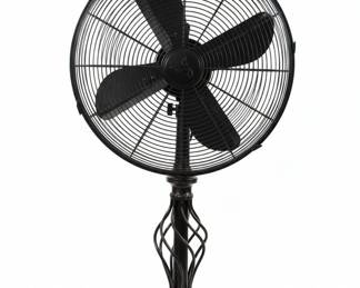 Black Metal Table Fan with Twisted Column Base