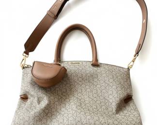 Calvin Klein Monogram Satchel Handbag with Coin Pouch
