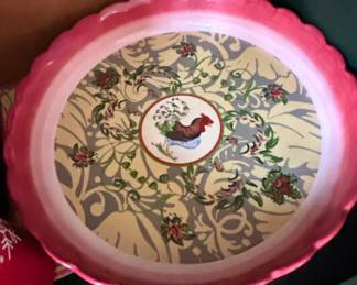 ISCO Hand Painted Rooster and Floral Paper Mache Plate