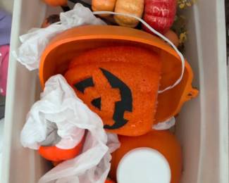 Assorted Halloween Decorations including General Foam Plastics JackoLantern Pail