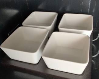 White Ceramic Square Ramekins with Tray