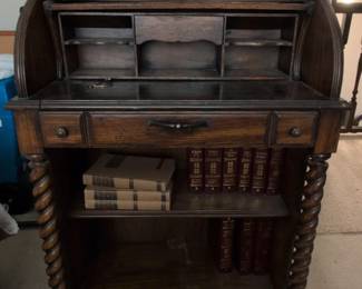 National Mt. Airy Oak RollTop Writing Desk with Barley Twist Legs