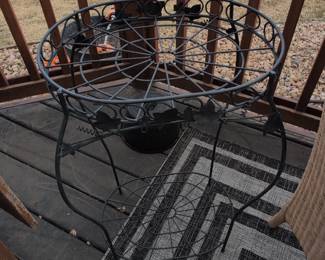 Ornate Wrought Iron Plant Stand with Vine and Leaf Motifs second image