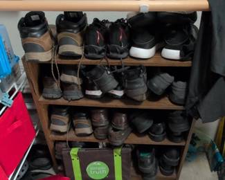 Assorted Clothing, Shoes, and Shoe Racks sixth image