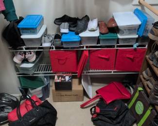 Assorted Clothing, Shoes, and Shoe Racks third image