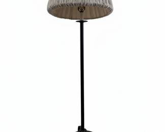 Vintage Tapered Pleated Fabric Floor Lamp with Tripod Base