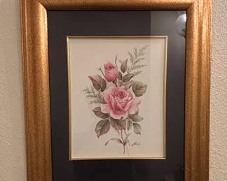 Framed Floral Print of Pink Roses