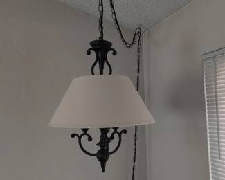 Black Metal Chandelier with White Fabric Shade