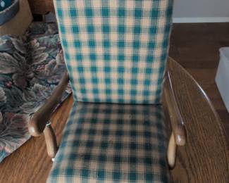 Vintage Childs Rocking Chair with Plaid Upholstery by Sam Moore