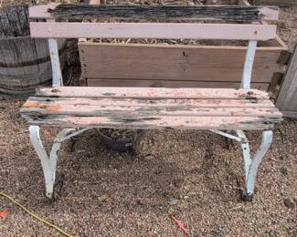 Antique Victorian Cast Iron and Wood Garden Bench
