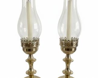 Brass and Glass Hurricane Oil Lamps