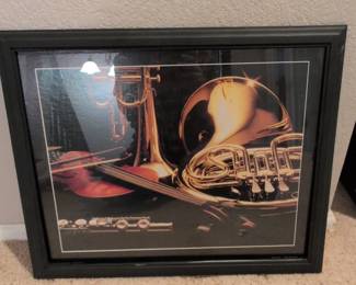 Framed Print of French Horn, Violin, and Flute