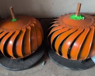 Repurposed Roof Vent Pumpkin Sculptures