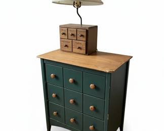 Vintage Wooden Spice Rack Cabinet with Lamp