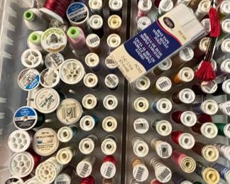 Assorted Spools of Thread and Sewing Notions with Thread Racks third image
