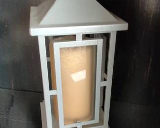 Silver Metal Lantern with Faux Candle
