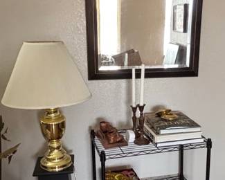 Brass Table Lamp with Cream Bell Shade