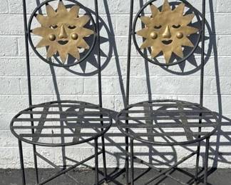 art deco mexican cast iron chairs