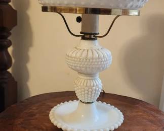 Milk Glass Hobnail Lamp
