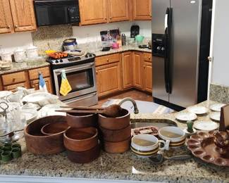 Mid Century Glassware and Teak Set