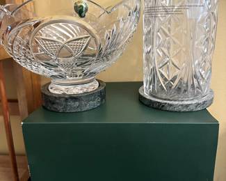 Waterford Connemara Marble Heritage of Ireland Bowl (New in Box) and Waterford Connemara Marble Failte Hurricane (New in Box)