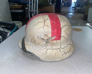 Luftwaffe winter helmet original with later added on cross