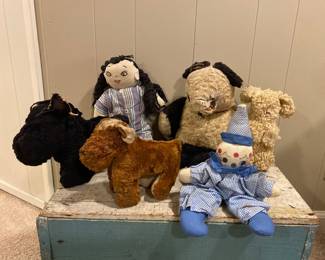 Variety of vintage cloth toys