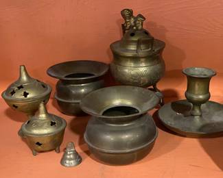 Collection of small vintage brass vessels