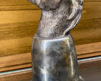 a vintage Italian silver-plated stirrup cup, possibly by Gucci from the 1970s, designed in the shape of a horse head