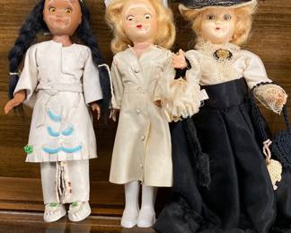 3 vintage dolls with blinking eyes