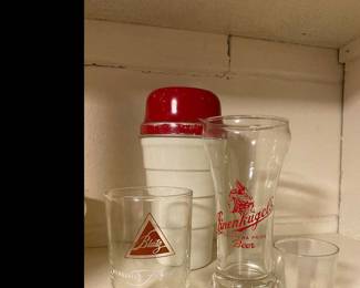 Aluminum shaker, Linenkugel & Blatz glasses