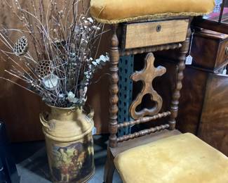 Vintage Prayer Chair, Painted tin with branches