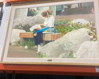 "Morning Paper" by Kim English, original Oil                       59 1/2 x 39 3/4