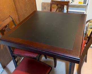 Vintage card table and. Four chairs