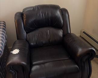 Brown leather recliner electric