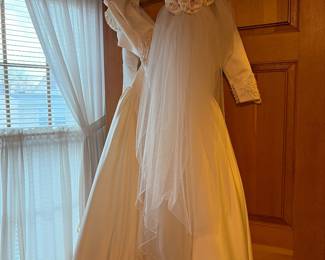 Vintage wedding dress and veil