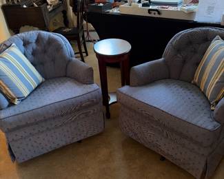Upholstered club swivel rocker chairs tufted
