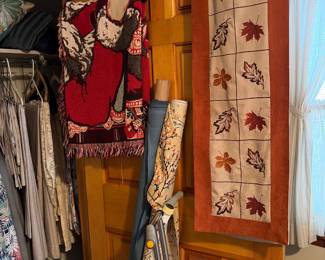 Fabric   Pillows  blankets  vintage wall paper  