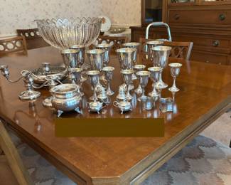 Sterling goblets w/ M monogram, misc sterling