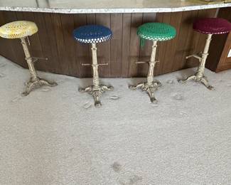 Cast iron bar stools.