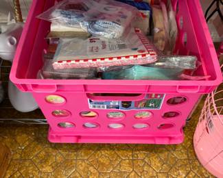 Dining area - tote of napkins, etc.
