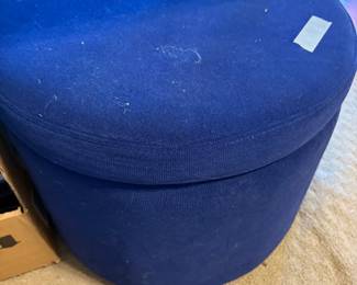Room Downstairs - Large blue ottoman