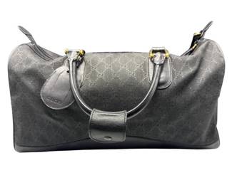Gucci Black GG Guccissima Leather Duffle Bag
